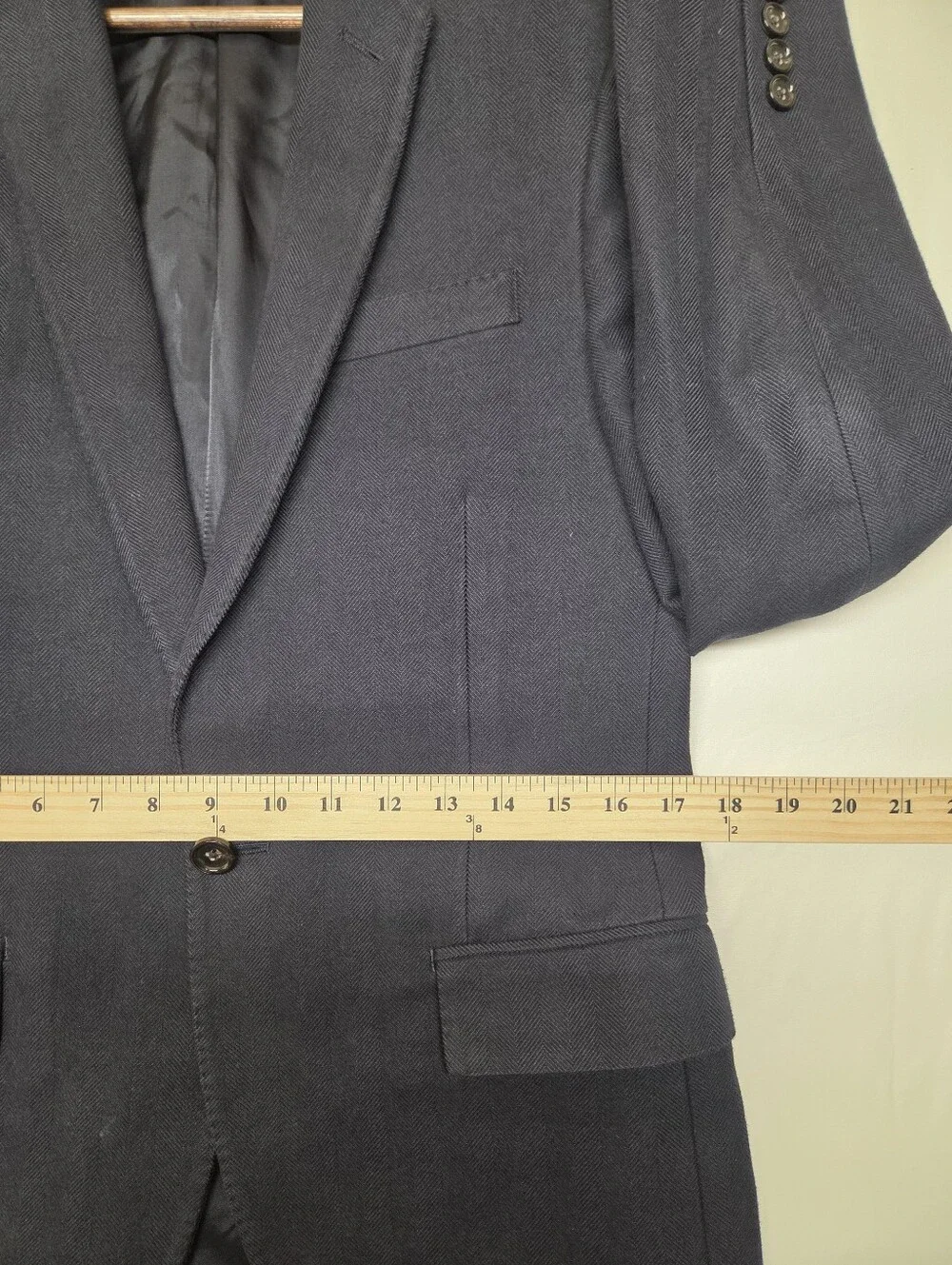 J.Crew Ludlow Navy Herringbone Sport Coat Mens 38R Ormezzano Pima Cotton Italy